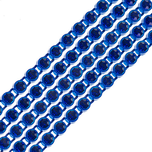 Crystal Lane Rhinestone Banding 1yd 1-Row SS8 Navy Casing/ Sapphire