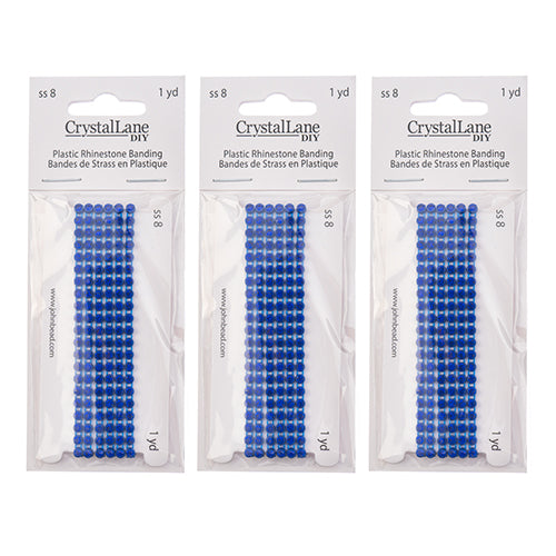 Crystal Lane Rhinestone Banding 1yd 1-Row SS8 Navy Casing/ Sapphire