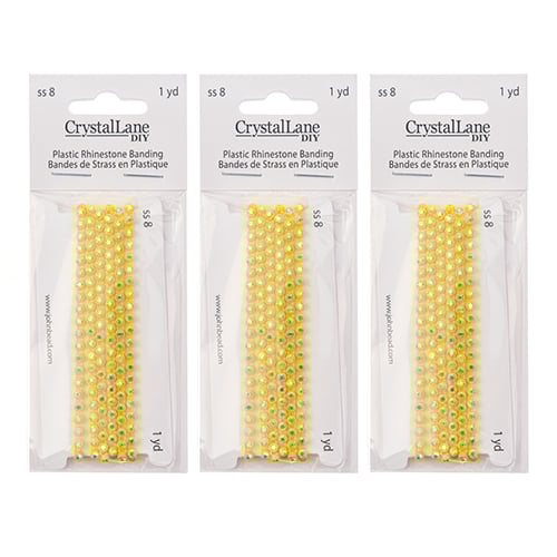 Crystal Lane Rhinestone Banding 1yd 1-Row Lemon Casing/ Crystal Aurora Borealis