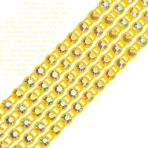 Crystal Lane Rhinestone Banding 1yd 1-Row Lemon Casing/ Crystal Aurora Borealis