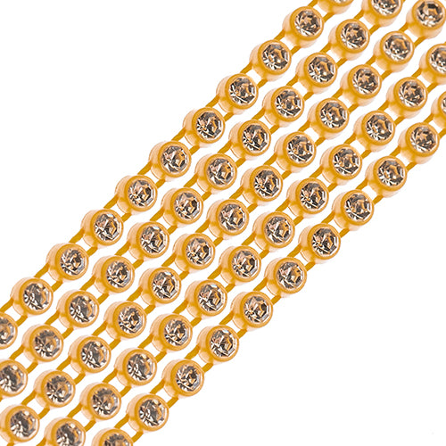 Crystal Lane Rhinestone Banding 1yd 1-Row Gold Casing/ Crystal