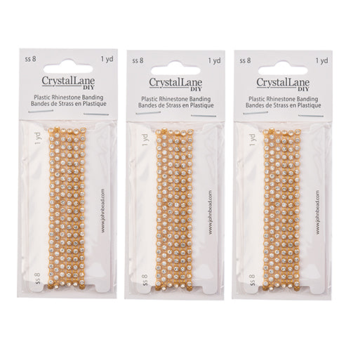 Crystal Lane Rhinestone Banding 1yd 1-Row Gold Casing/ Crystal