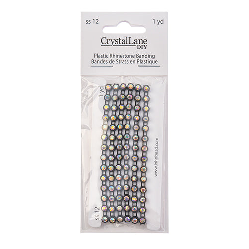Crystal Lane Rhinestone Banding 1yd 1-Row Black Casing
