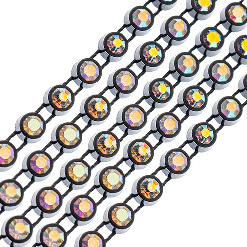 Crystal Lane Rhinestone Banding 1yd 1-Row Black Casing