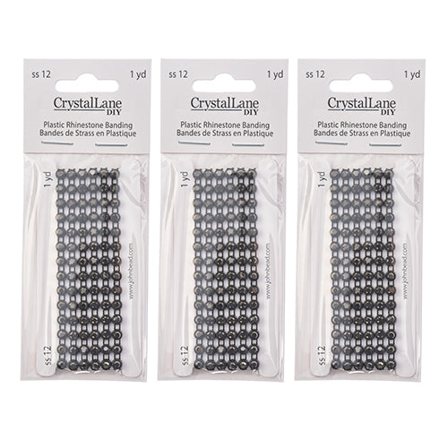 Crystal Lane Rhinestone Banding 1yd 1-Row Black Casing