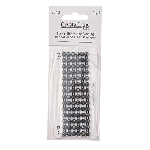 Crystal Lane Rhinestone Banding 1yd 1-Row Black Casing
