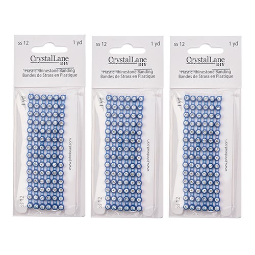 Crystal Lane Rhinestone Banding 1yd 1-Row SS12 Royal Blue Casing