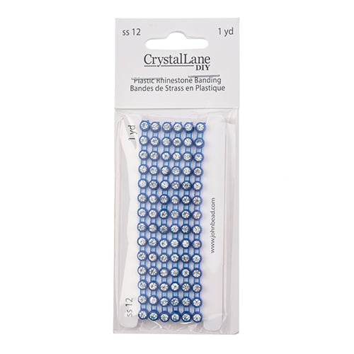 Crystal Lane Rhinestone Banding 1yd 1-Row SS12 Royal Blue Casing