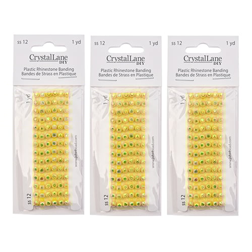 Crystal Lane Rhinestone Banding 1yd 1-Row Lemon Casing/ Crystal Aurora Borealis