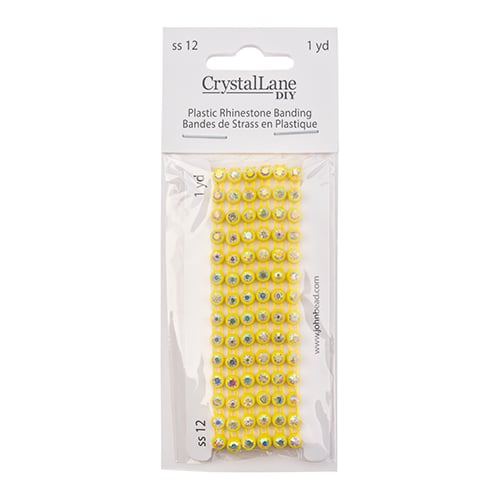 Crystal Lane Rhinestone Banding 1yd 1-Row Lemon Casing/ Crystal Aurora Borealis