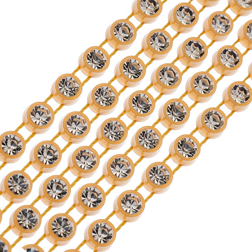 Crystal Lane Rhinestone Banding 1yd 1-Row Gold Casing/ Crystal