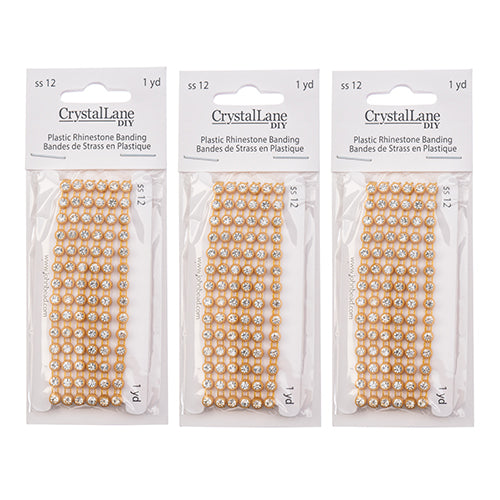 Crystal Lane Rhinestone Banding 1yd 1-Row Gold Casing/ Crystal