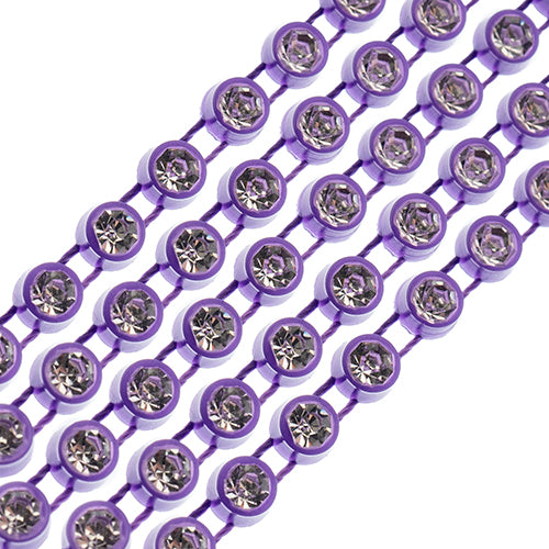 Crystal Lane Rhinestone Banding 1yd 1-Row SS12 Purple Casing