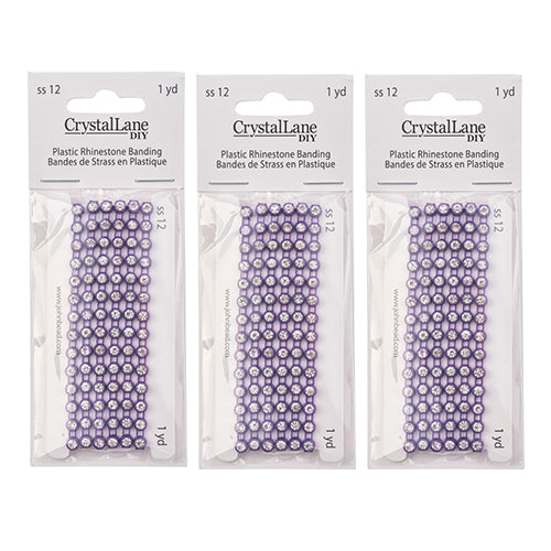Crystal Lane Rhinestone Banding 1yd 1-Row SS12 Purple Casing