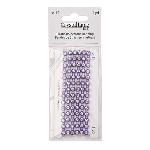 Crystal Lane Rhinestone Banding 1yd 1-Row SS12 Purple Casing