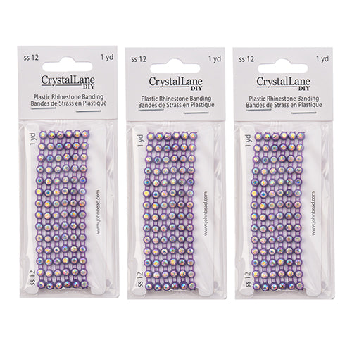 Crystal Lane Rhinestone Banding 1yd 1-Row SS12 Purple Casing