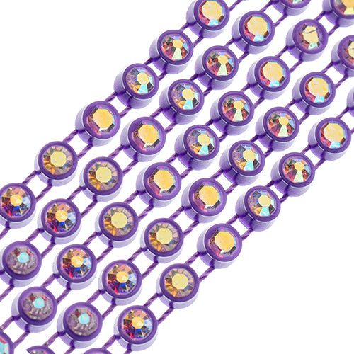 Crystal Lane Rhinestone Banding 1yd 1-Row SS12 Purple Casing