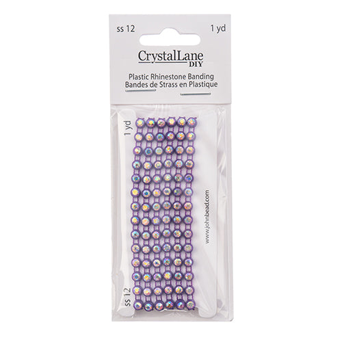 Crystal Lane Rhinestone Banding 1yd 1-Row SS12 Purple Casing
