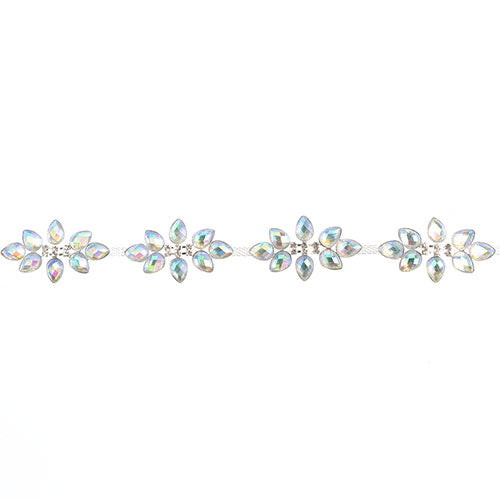 Resin Trim Flower 5yds Crystal Aurora Borealis