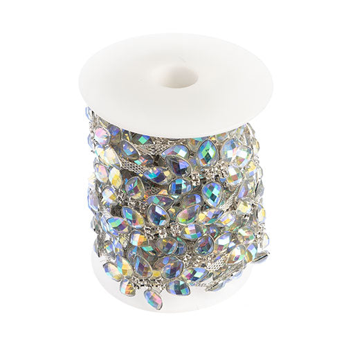 Resin Trim Flower 5yds Crystal Aurora Borealis - Cosplay Supplies Inc