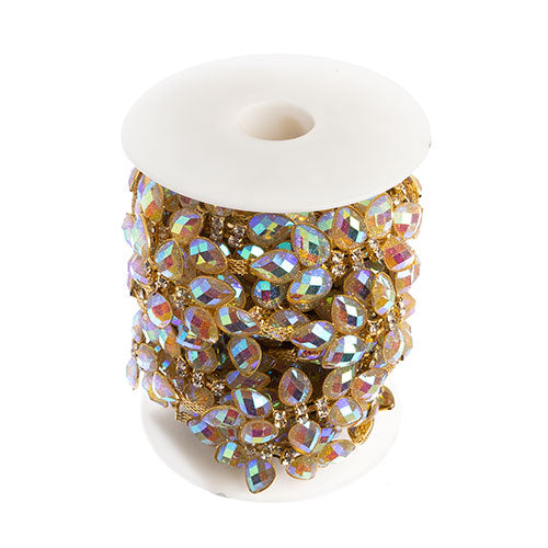 Resin Trim Flower 5yds Crystal Aurora Borealis - Cosplay Supplies Inc