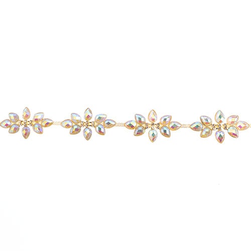 Resin Trim Flower 5yds Crystal Aurora Borealis