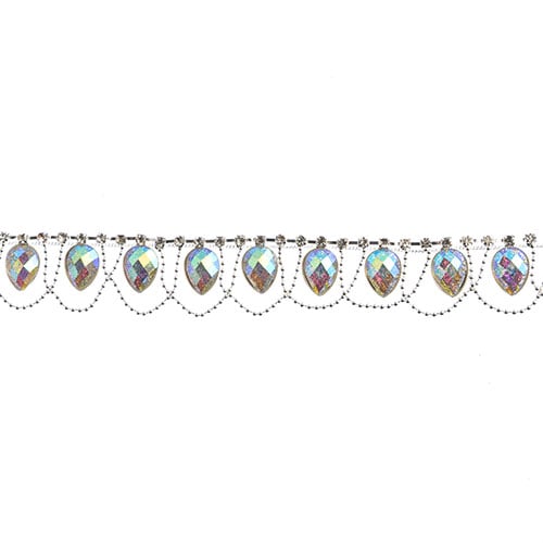 Resin Trim Drop With Chain 5yds Crystal Aurora Borealis
