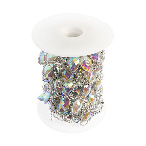 Resin Trim Drop With Chain 5yds Crystal Aurora Borealis - Cosplay Supplies Inc