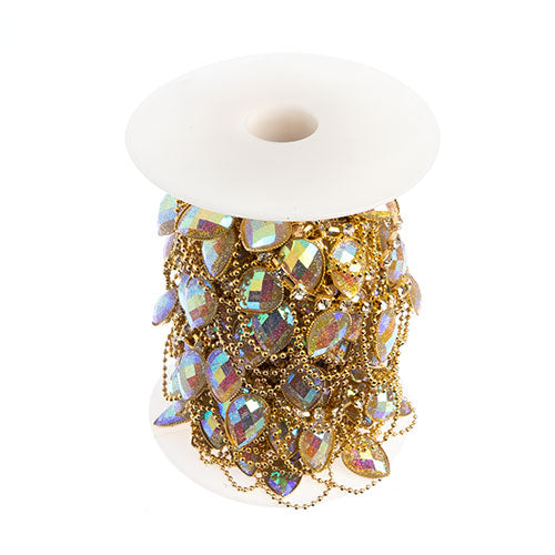 Resin Trim Drop With Chain 5yds Crystal Aurora Borealis - Cosplay Supplies Inc