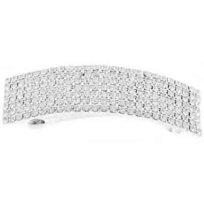 Rhinestone Hair Barrette Rectangle 7 Row 8x2.2cm Crystal/Silver - Cosplay Supplies Inc