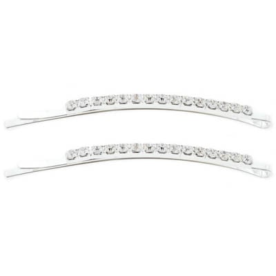 Rhinestone Hair Slide 1 Row 15 Stones Crystal/Silver - Cosplay Supplies Inc