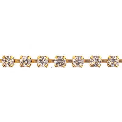 Preciosa Rhinestone Chain SS12 Crystal/Raw Brass - Cosplay Supplies Inc