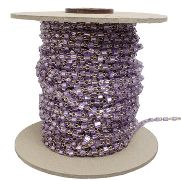 Seedbead Cube 3.4mm Link Chain Platinum/ Silver Lined