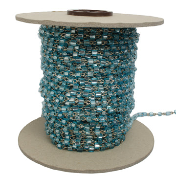 Seedbead Cube 3.4mm Link Chain Platinum/ Silver Lined