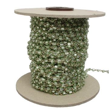 Seedbead Cube 3.4mm Link Chain Platinum/ Silver Lined