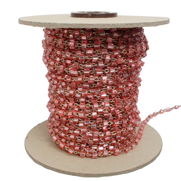 Seedbead Cube 3.4mm Link Chain Platinum/ Silver Lined