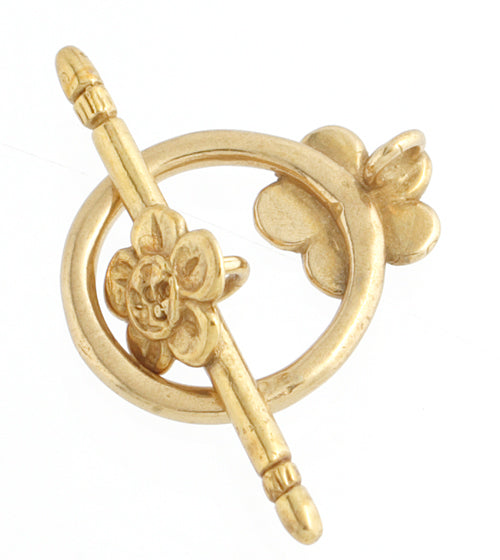 Bronze Toggle Round With Flower 14mm