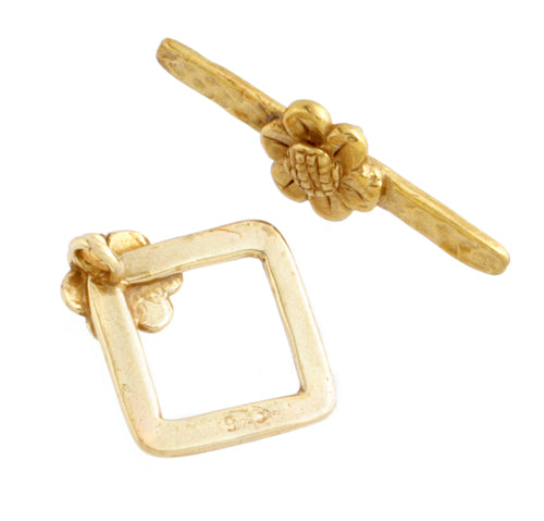 Bronze Toggle Square With Flower 12.5mm
