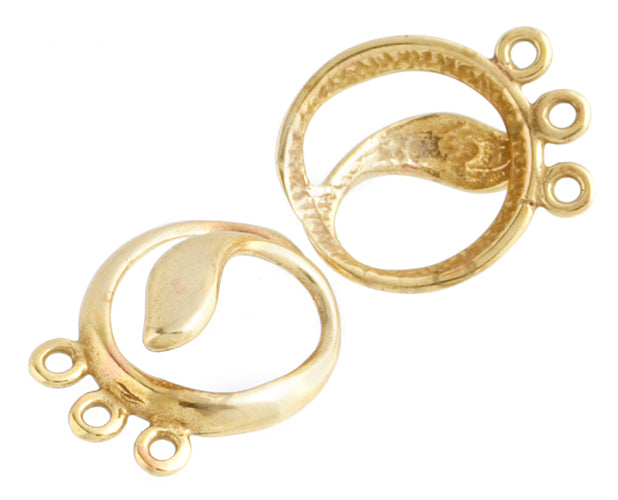 Bronze Hook Round With Leaf 3 Loop 12mm