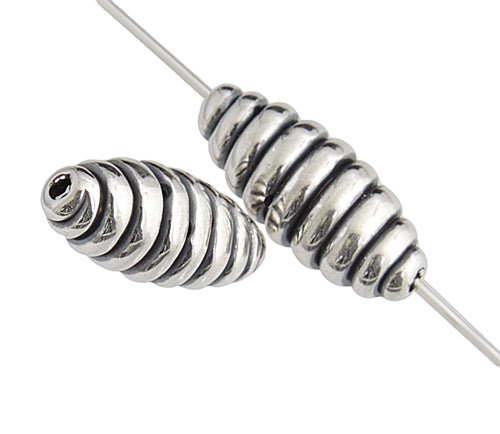 SS.925 Bead Oval Ribbed 8x20mm