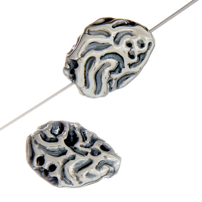 SS.925 Bead Flat Walnut 15x20.5mm