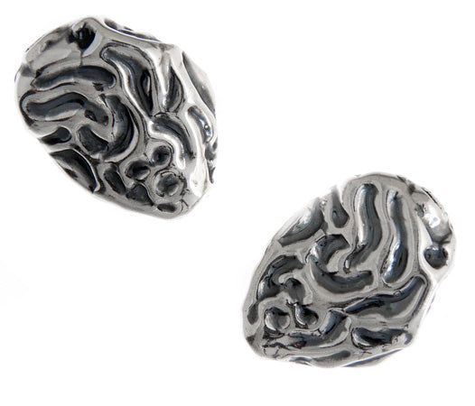 SS.925 Bead Flat Walnut 15.5x19.5mm