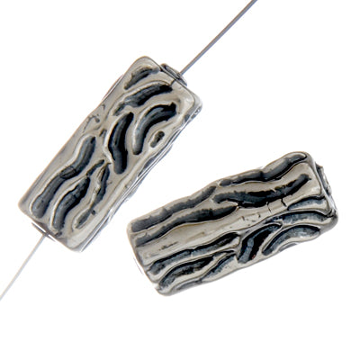 SS.925 Bead Rectangle Walnut 9.5x25mm