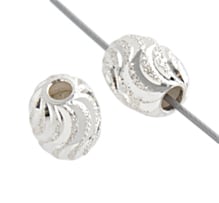 SS.925 Bead Oval S Cut Stardust 6x9mm With 2.2mm Hole Approx 4.8g