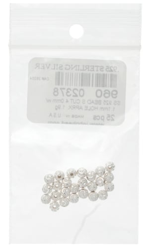 SS.925 Bead S Cut 4.0mm W/ 1.1mm Hole Approx . 1.9g