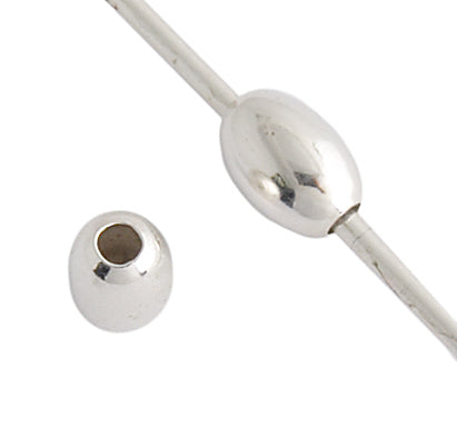 SS.925 Bead - Smooth Oval 3x4.5mm With 1.2mm Hole Approx 4.9g