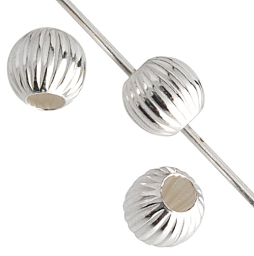 SS.925 Corrugated Beads 3mm .048in/1.2mm Hole Approx 2.80g