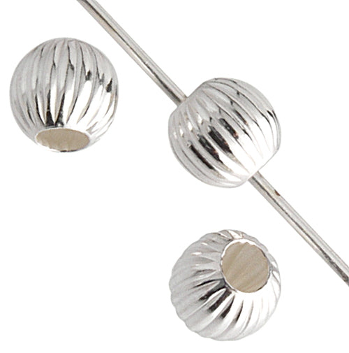 SS.925 Corrugated Beads 5mm W/.088in/2.2mmhole Approx 4.82g