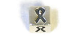 SS.925 Cube Breast Cancer Ribbon 4.5mm (Hole 3mm)