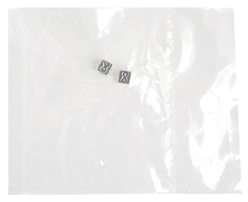 SS.925 Cube Breast Cancer Ribbon 4.5mm (Hole 3mm)